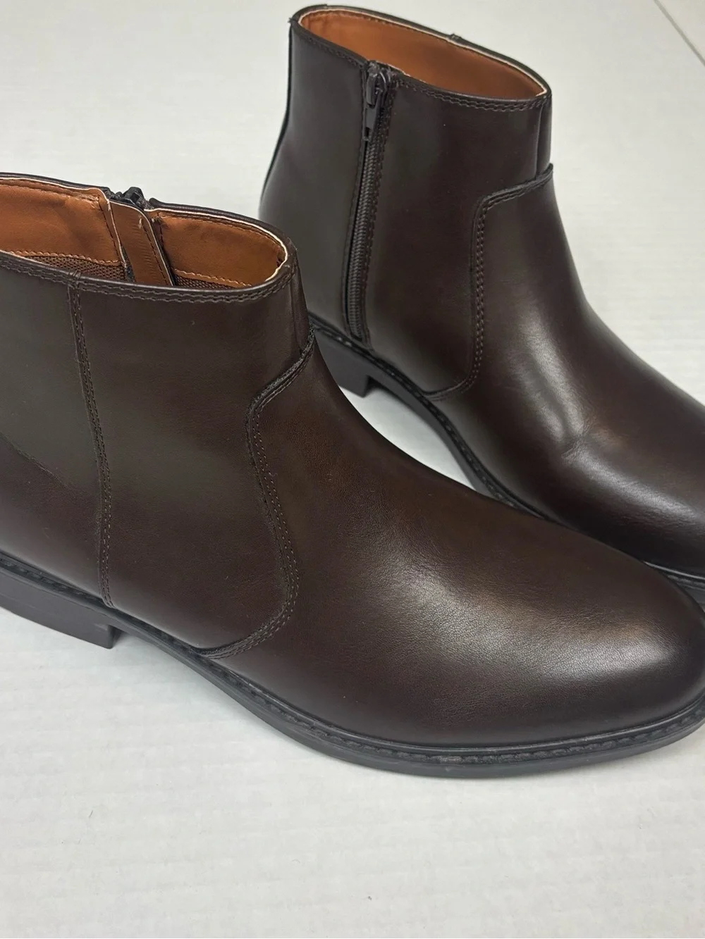 Alfani Dark Brown Leather Chukka Boots with Side Zipper